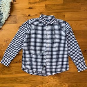 Men’s Pink and Black plaid button up shirt